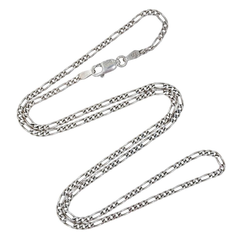 Estate Sterling Silver 925 2.0mm Figaro Link Chain Necklace 18"